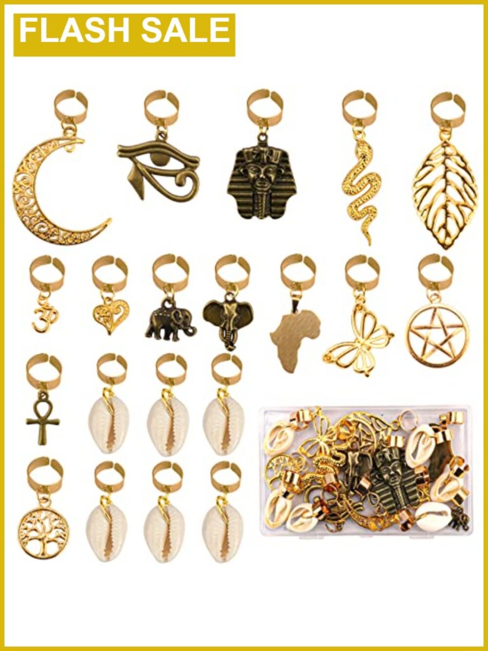 20 PCS Locs Braids Hair Cuffs Vintage African Charms Metal Hair Accessories